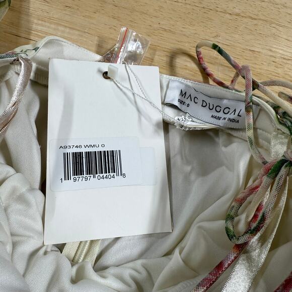 Mac Duggal NWT Sequined Floral Print Cut Out Lace Up Gown Size 0 Plunge Neck - Picture 8 of 11